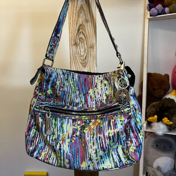 Genne De Rossi Multicolor Textured Shoulder Bag with Front Zippers - Picture 1 of 7